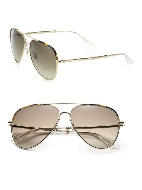 gucci aviator sunglasses with metal bamboo temples